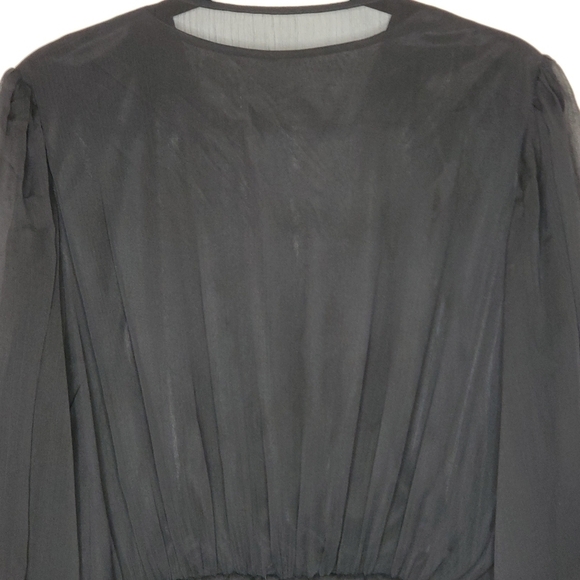 Badgley Mischka Beaded Sheer Top Size L American Glamour Flowy Tunic Dark Fairy - Picture 6 of 14
